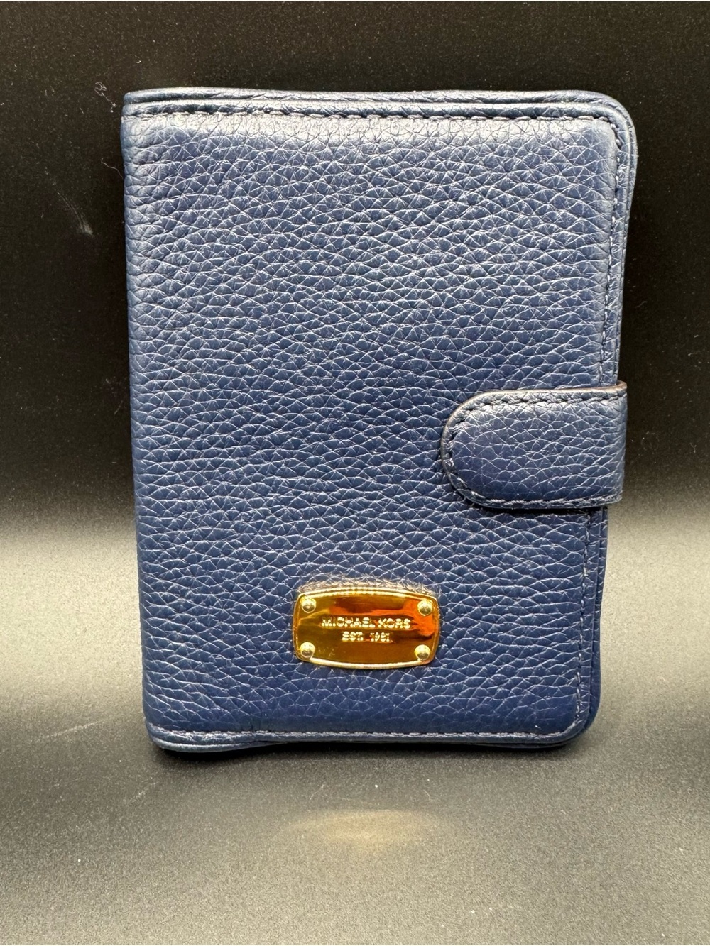 Michael Kors Jet Set Passport Case Navy Blue Leather
